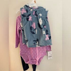 3 piece long sleeve, vest, and pants set. Brand new